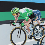 Manx Missile 2021, Mark Cavendish, gouache on paper 36 x 48cm by Simon Taylor